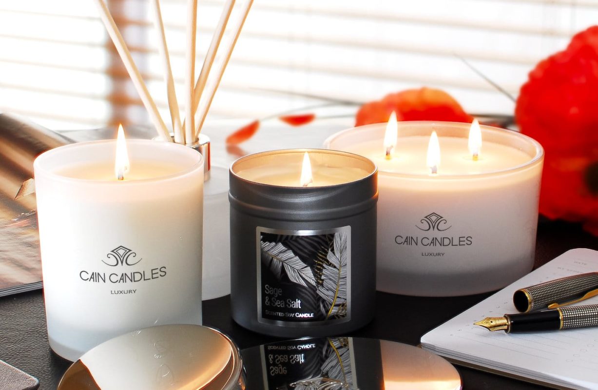 luxurious single and multi-wick, travel candles and reed diffuser